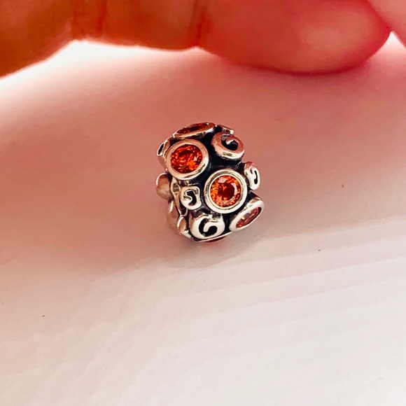 EUC Pandora 790330OCZ Sterling Silver Primrose Path Charm w/ Orange Zirconia - Picture 4 of 9
